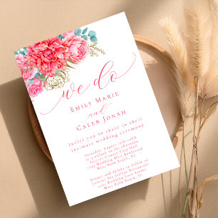 Invitation Rose Corail Or Floral Intime Mariage au Palais de