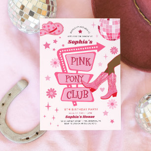 Invitation Rose Cowgirl Club de Poney Rose Fête d'anniversair
