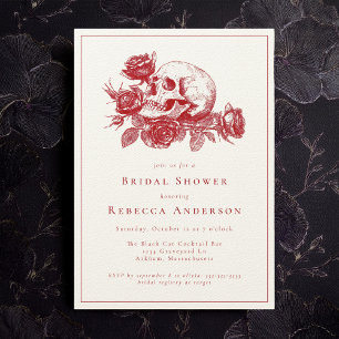 Invitation Rose crâne rouge Fête des mariées Mariage gothique