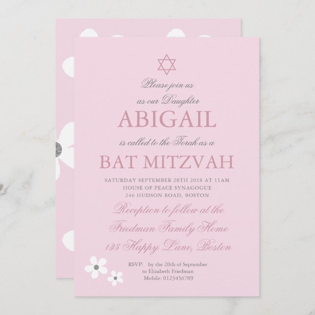 Invitation Rose Daisy Silver (Devant / Derrière)