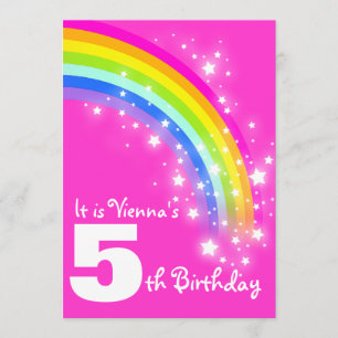 Invitation rose d'anniversaire de 5ème