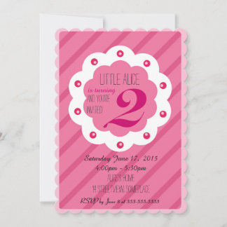 Invitation rose d'anniversaire de bébé