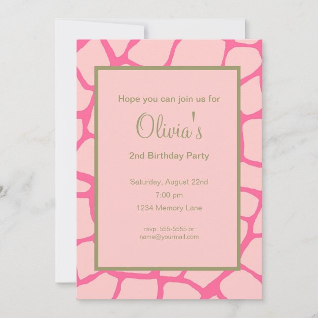 Invitation rose d'anniversaire de Gariffe (Devant)