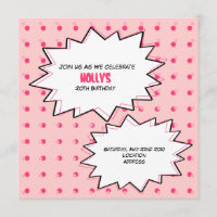 Invitation rose d'anniversaire de petit gâteau