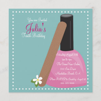 Invitation rose d'anniversaire de vernis à ongles