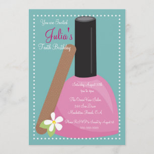 Invitation rose d'anniversaire de vernis à ongles