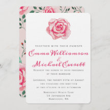 Rose d'aquarelle rose | MARIAGE