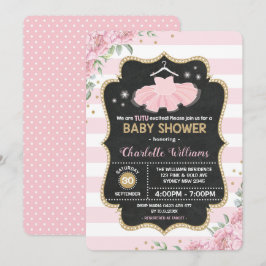 Invitation rose de baby shower de ballerine de