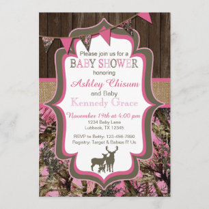 Invitation rose de baby shower de Camo