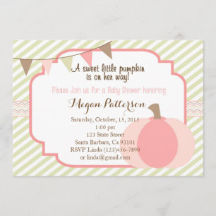 Invitation rose de baby shower de citrouille