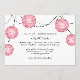 Invitation rose de baby shower de lanterne de