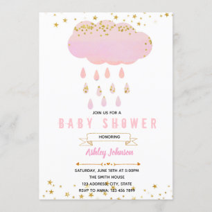 Invitation rose de baby shower de nuage