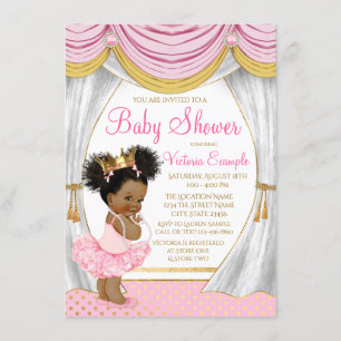 Invitation rose de baby shower de princesse