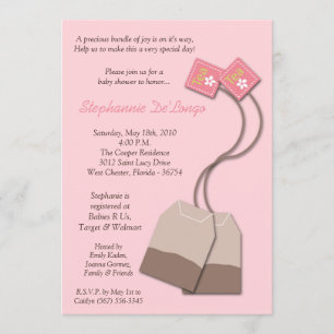 invitation rose de baby shower de thé de sachet à