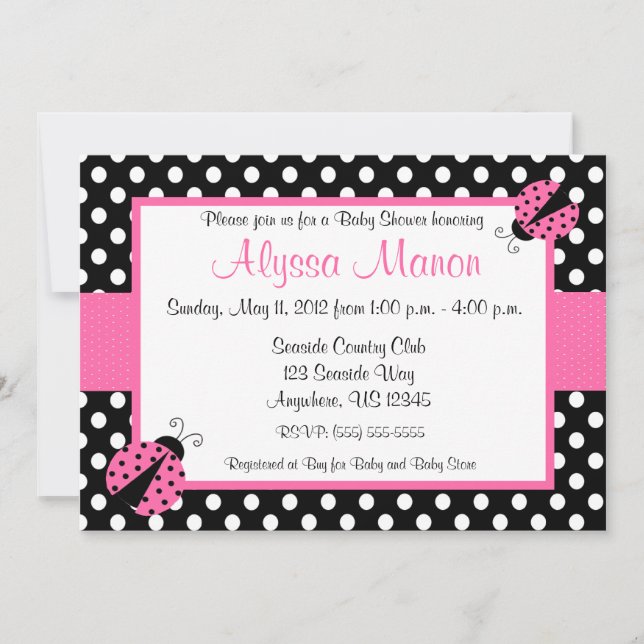 Invitation rose de baby shower ou d'anniversaire (Devant)