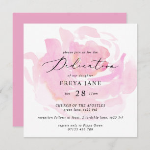 Invitation Rose  de bébé Dedication Carré