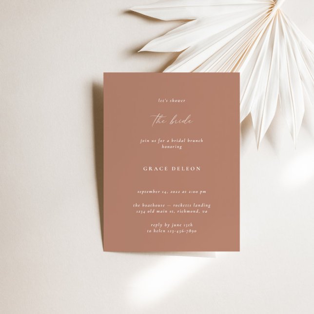 Invitation Rose de bonbon de Bohême Fête des mariées minimali (Bohemian Brandy Rose Minimalist Bridal Shower Invitation)
