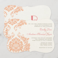 Rose de corail Pêche Gold Mariage damassé Invitati