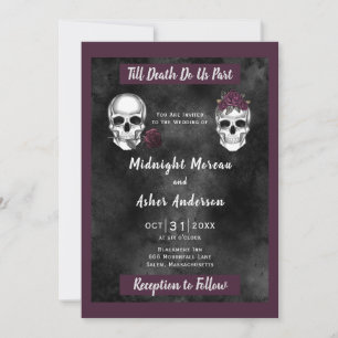 Invitation Rose de crâne de squelette jusqu'à ce que la mort 