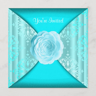 Invitation Rose de Damas de Teal Bleu sarcelle Toutes occasio