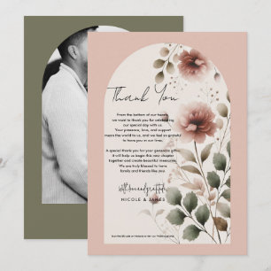 Invitation Rose de désert rose et vert floral verdure Merci