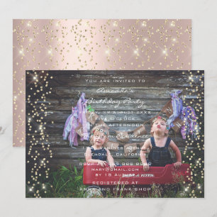Invitation Rose de fête d'anniversaire Gold Confetti Parties