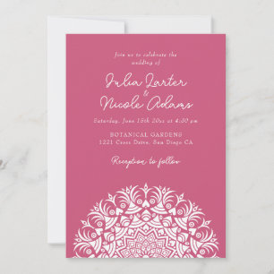 Invitation Rose de framboise rose abstrait Mandala Mariage