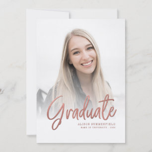 Invitation rose de graduation 2024 Gold Script 2 Photos Grad