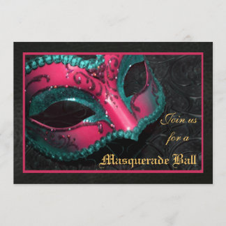 Invitation rose de Halloween de boule de mascarade
