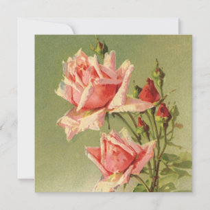 Invitation Rose de jardin rose victorienne vintage de la Sain