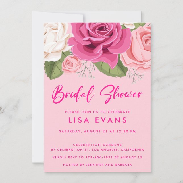 Invitation Rose  de la douche nuptiale rose (Devant)