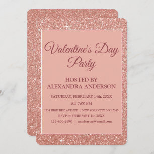 Invitation Rose de la fête de la Saint-Valentin Gold Sparkle 