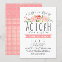 Invitation rose de la fille AQIQAH de la bannière