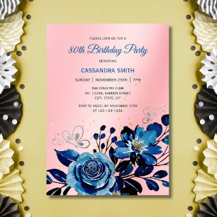 Invitation Rose de la marine Butterfly Gold Parties scintilla