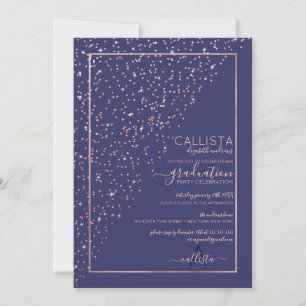 Invitation Rose de la Marine Diagonal Confetti Graduation