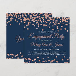 Invitation Rose de l'engagement Parties scintillant d'or Conf