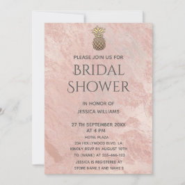 Invitation Rose de marbre or ananas nuptiale de marbre or