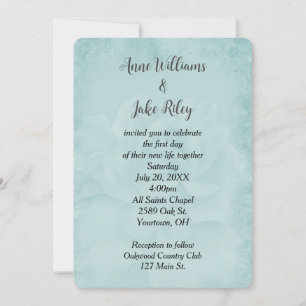 Invitation Rose de mariage Aqua