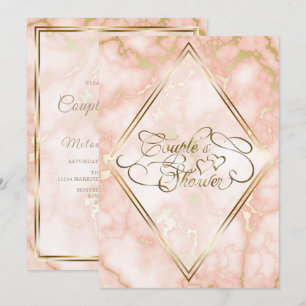 Invitation Rose de mariage et calligraphie ornée en marbre do