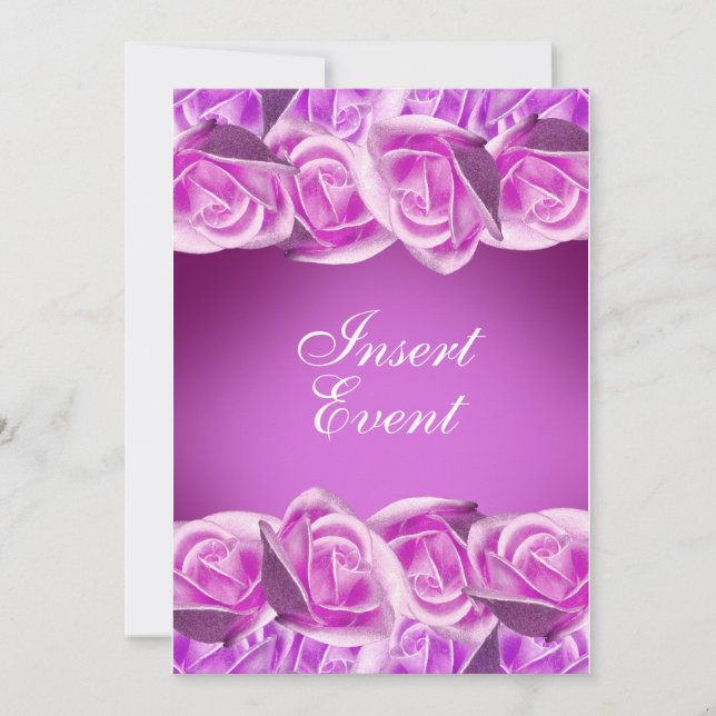 Invitation Rose de mariage "Sweet sixteen" rose violet (Devant)