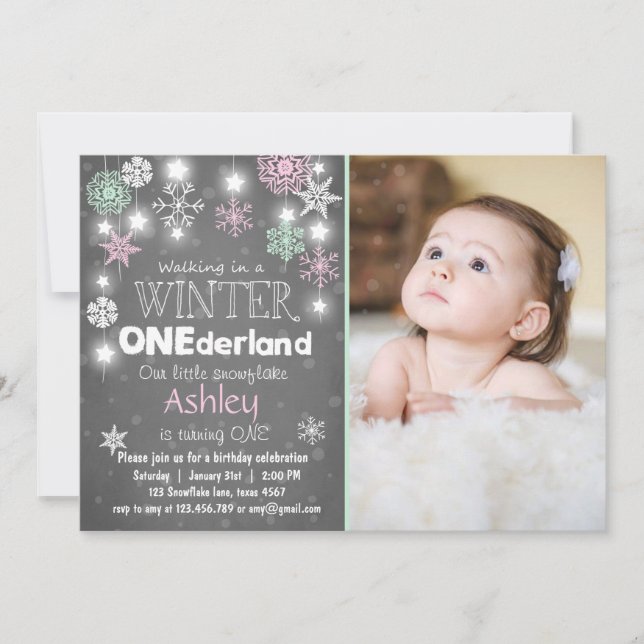 Invitation Rose de menthe d'invitation de fête d'anniversaire (Devant)