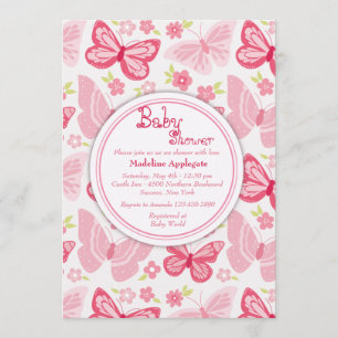 Invitation rose de papillons