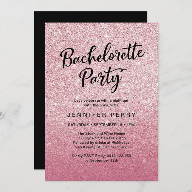 Invitation rose de partie de Bachelorette de (Devant / Derrière)