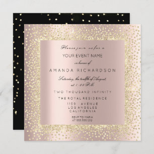 Invitation Rose de Parties scintillant Champaigne Gold Black 