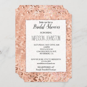 Invitation Rose de pêche Leopard Glitz