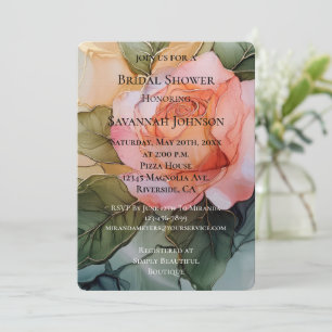 Invitation Rose de pêche romantique Fête des mariées florale