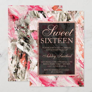 Invitation rose de pêche rose brosses en or acrylique Sweet 1