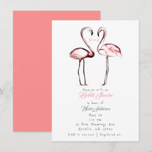 Invitation Rose de Pêches Flamants Roses Baby Shower de Maria