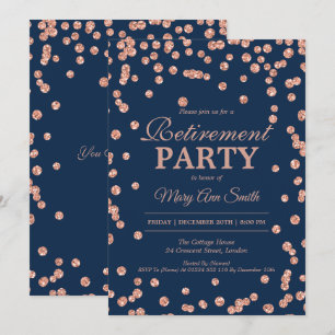 Invitation Rose de retraite Parties scintillant de la Gold Na