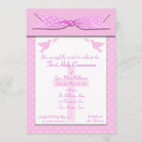 Invitation rose de sainte communion de point de